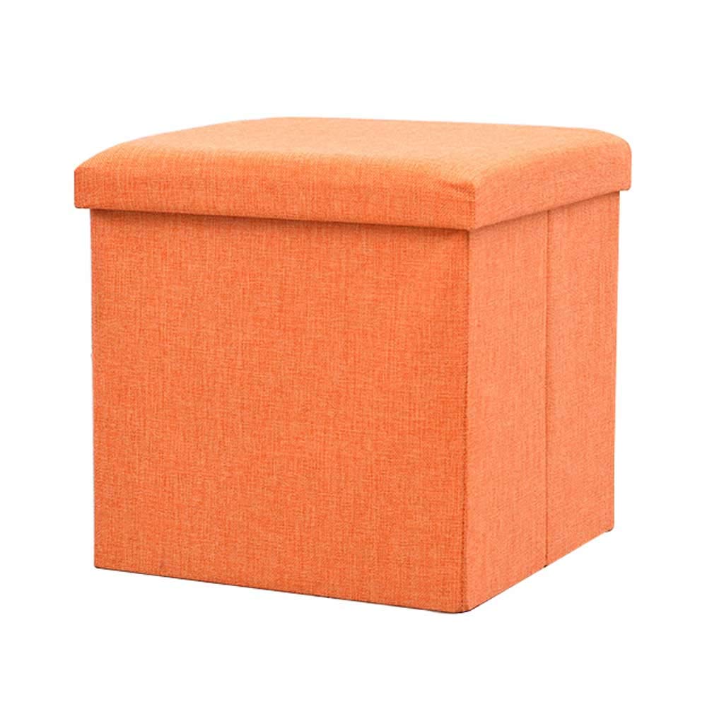 Candora Storage Footstool Folding Foot Stool, Foldable Ottoman Storage Seat, Foot Rest Stool, Portable Toy Storage Box with Thick Sponge Lid (2# Orange, 30 * 30 * 30 cm)