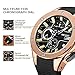 MEGIR M en Sports Quartz Wrist Watch Analogue Chronograph Luminous Auto Calendar with Black Silicone Band Rose Gold Alloy Case