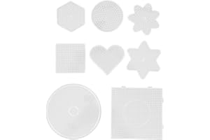 SEWACC 8pcs Fuse Beads Boards Clear Plastic Pegboards Plates with Round Star Heart and Hexagon Shapes for Educational DIY Cra