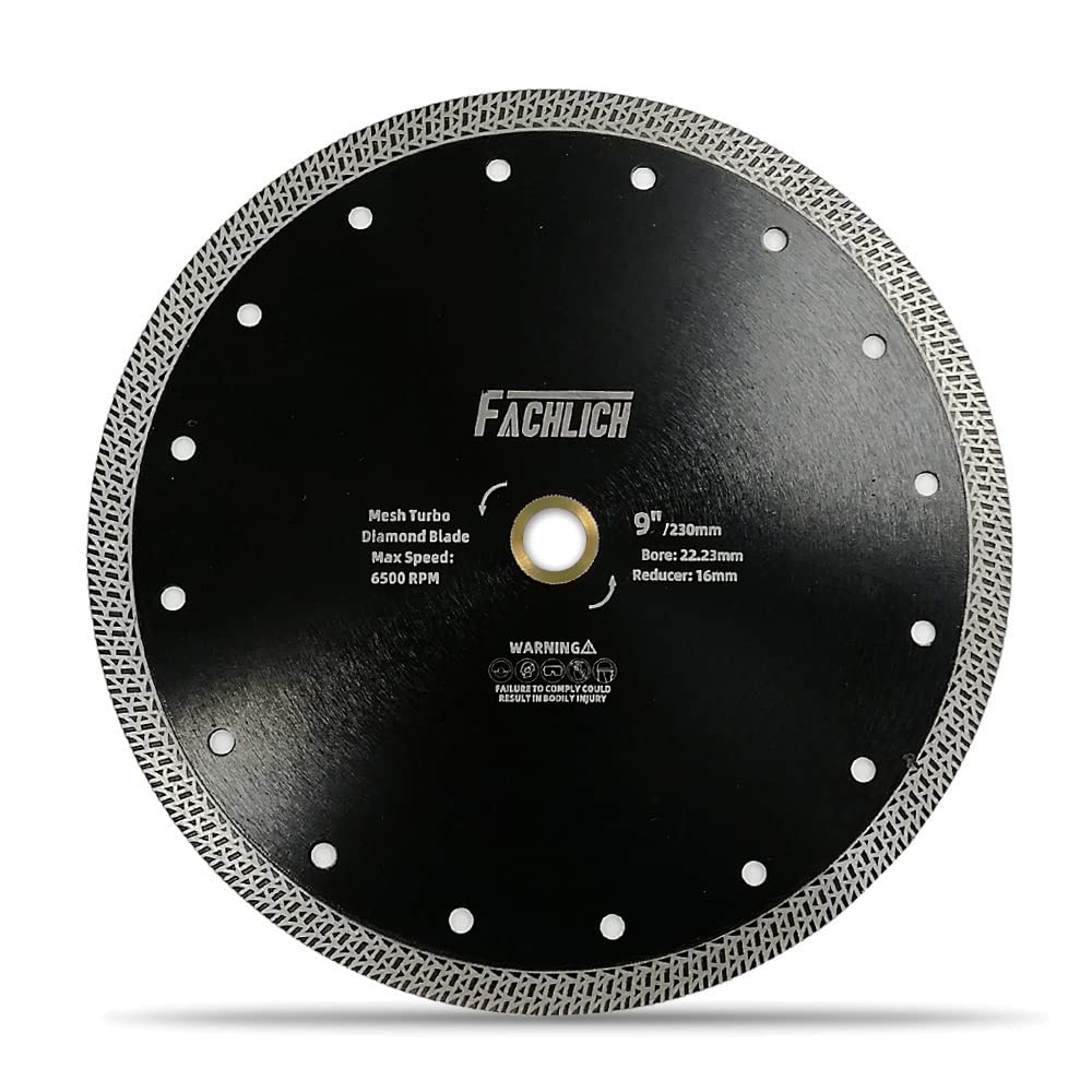 FACHLICH Diamond Cutting Disc,230mm Diamond Saw Blade with Mesh Turbo for Porcelain Tile Ceramic Granite Marble