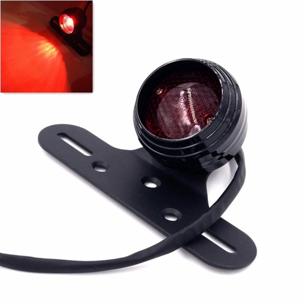 Sharplace Moto Feu Stop Arri/ère 12V Support De Plaque DImmatriculation Lat/éral Mount pour ATV Cafe Racer Noir