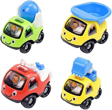 Lesgos Voiture Jouets Bebe Vehicules De Construction Enfant En Plastique Petites Voitures A Tirer Jouent Pour Les Enfants En Bas Age Garcons 1 2 3 Ans Amazon Fr Jeux Et Jouets