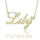 AOLO Lily Heart Name Necklace 18k Gold Plated