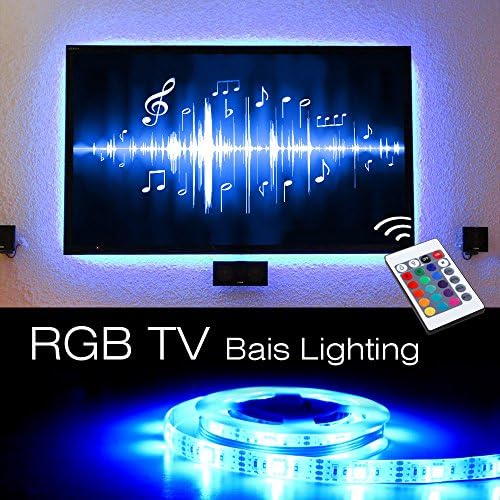 USB LED TV Bias Lighting, Supmoon SP-008 Backlight Strip for 27 inch to 55 inch Flat HDTV 20 Color options Sync Switch On/off with TV Dimmable Remote Control (RGB)
