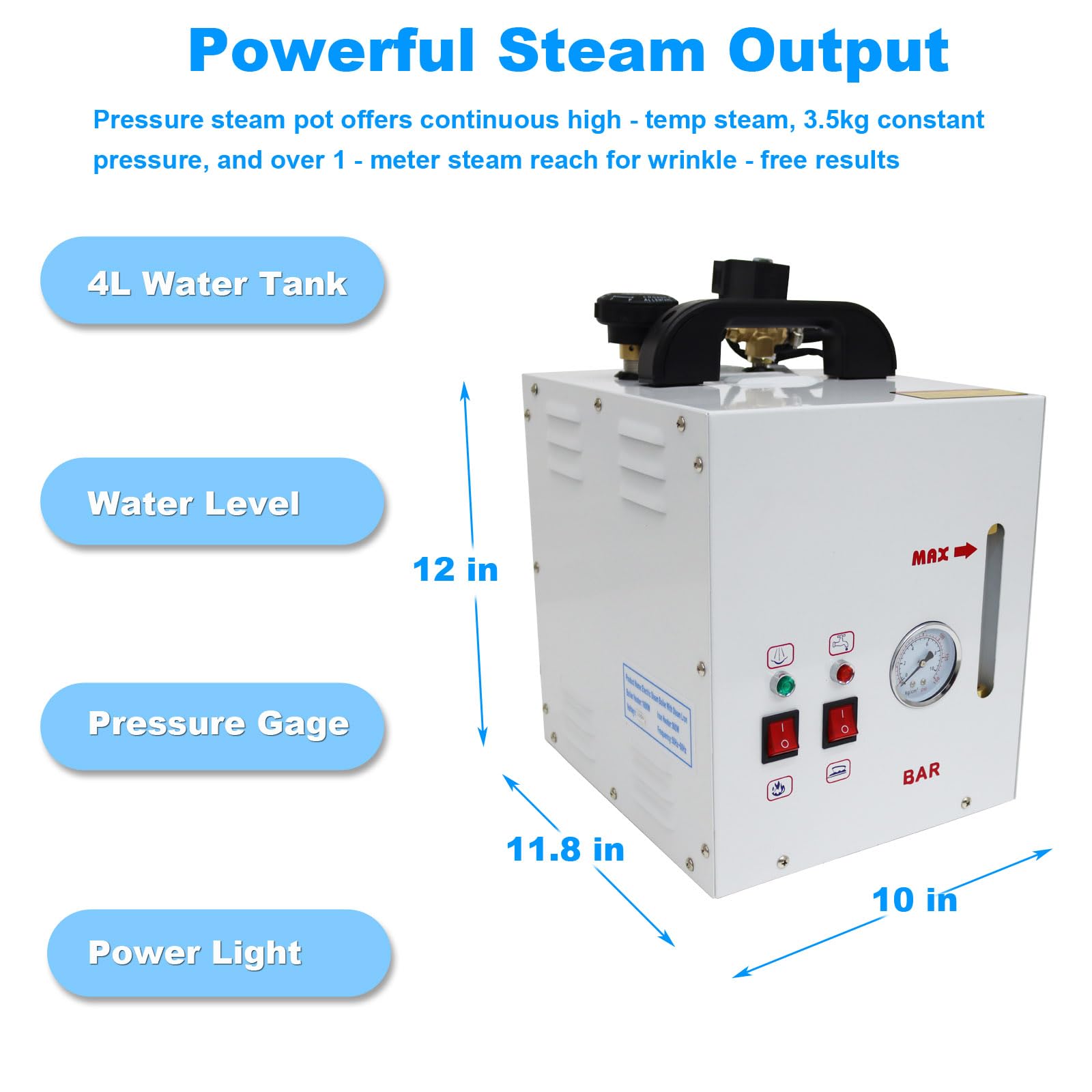 PreAsion 110V 1600W Industrial Steam Ironing Station - 4L Boiler, 900W Iron Head, Professional for Clothing Stores, Laundries & Factories​