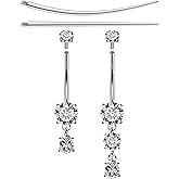 Boernfnso Internally Threaded Belly Button Rings Surgical Stee, Extra-Long & Short Simple Belly Rings, 14G Belly Piercing Jewelry,Navel Piercing Jewelry for Women Men 10mm 12mm 14mm 16mm