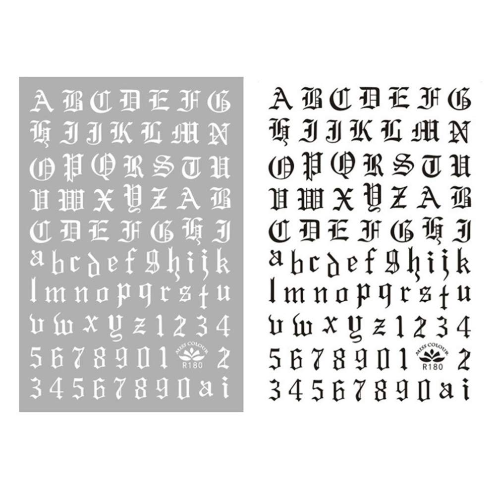 4 Sets English Letter Nail Stickers Holographic Letter Manicure Stickers Alphabet and Number Nail Art Decals for Women Girls DIY Manicure Decoration