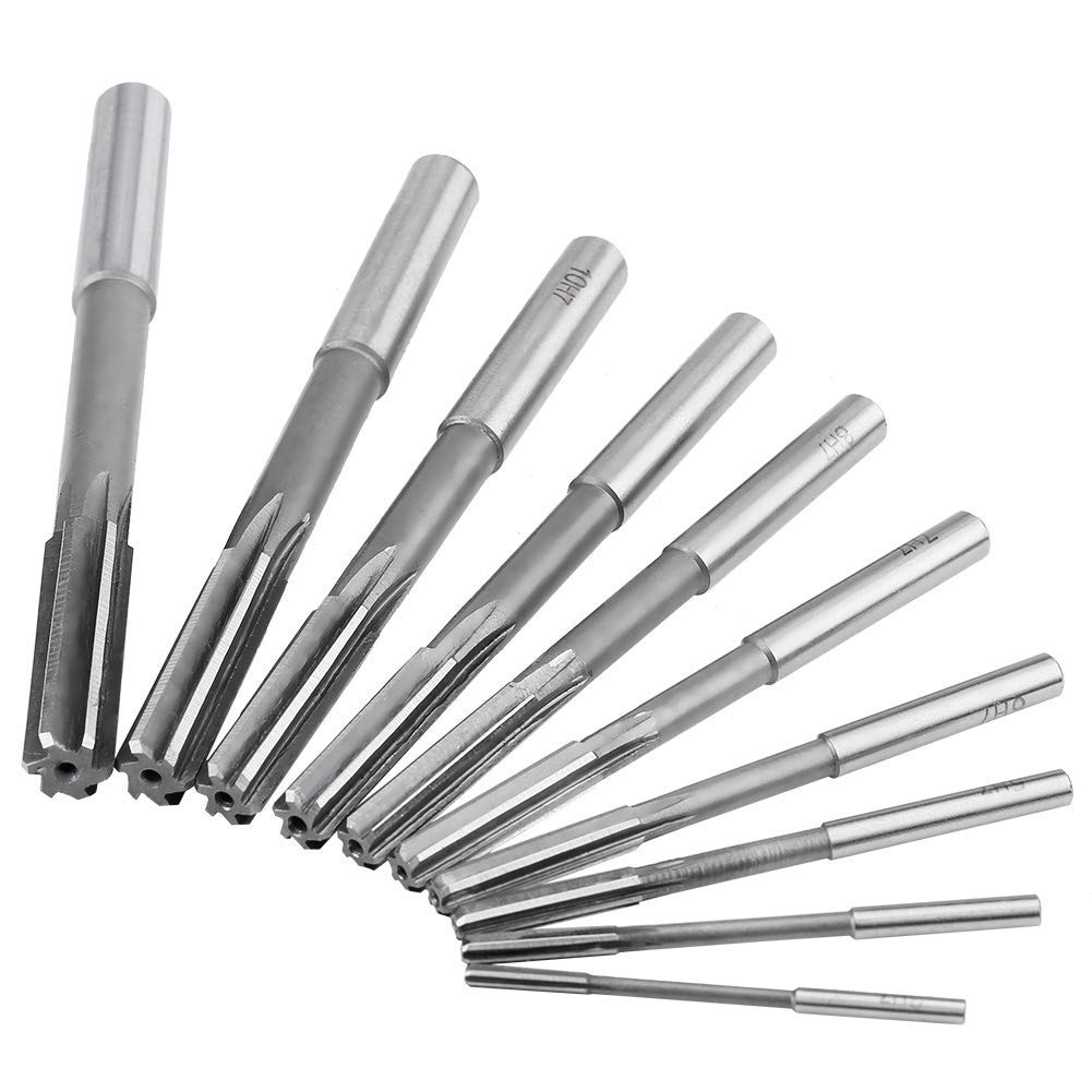 Straight Flute Machine Reamers Set 10Pcs HSS H7 Cutting Reamers Machine Milling Reamers Cutters 3/4/5/6/7/8/9/10/11/12mm