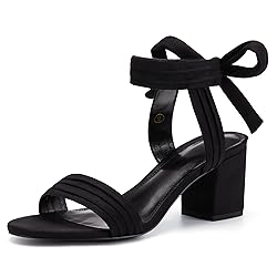 Womens Open Toe Ankle Tie Back Low Block Chunky