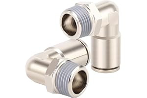 TAILONZ PNEUMATIC Elbow 3/8 Inch Tube OD x 3/8 Inch NPT Thread Push to Connect Fittings Copper Nickel Plating TPL-3/8-N3 (Pack of 5)