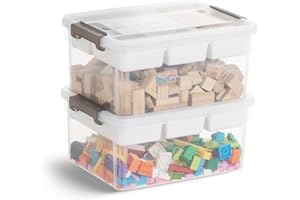 Jalove 17 Qt Plastic Storage Bins with Lids, Craft Organizers and Storage, Stackable Storage Bins, Clear Containers for Organizing Bead, Toys, Art, Tools, Sewing, Playdoh, 2 Packs