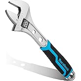 DURATECH 12 Inch Adjustable Wrench, 3-in-1 Spanner with Box End/Hex Function, CR-V Steel, Metric & SAE Scales, Chrome-plated,