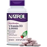 Natrol Vitamin D3 2,000 IU Fast Dissolve, Bone &amp; Joint Health, 90 Tablets | Dietary Supplement for Immune, Bone and Joint Health, Restore Low Vitamin D3 Levels, 100% Drug-Free