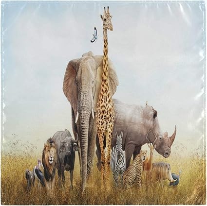 Bigjoke Stoffservietten Afrikanisches Tier Elefant Giraffe Set Von 1 Waschbar Und Wiederverwendbar Dinnerservietten Weiche Tischservietten Fur Restaurant Party Kuche Familie Abendessen 50 8 X 50 8 Cm Mehrfarbig Amazon De Kuche Haushalt