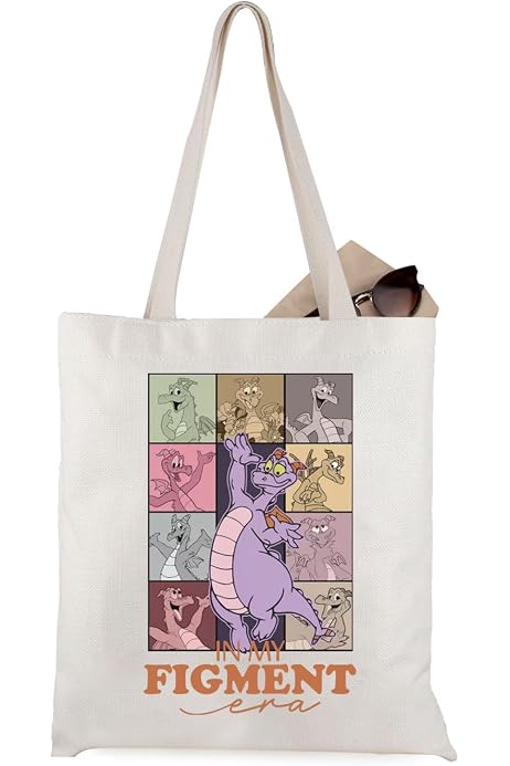 LEVLO Drachen-Figment Canvas Tragetasche – Lustige Purple Dragon Tasche Für Figment-Fans (33x37 Cm)