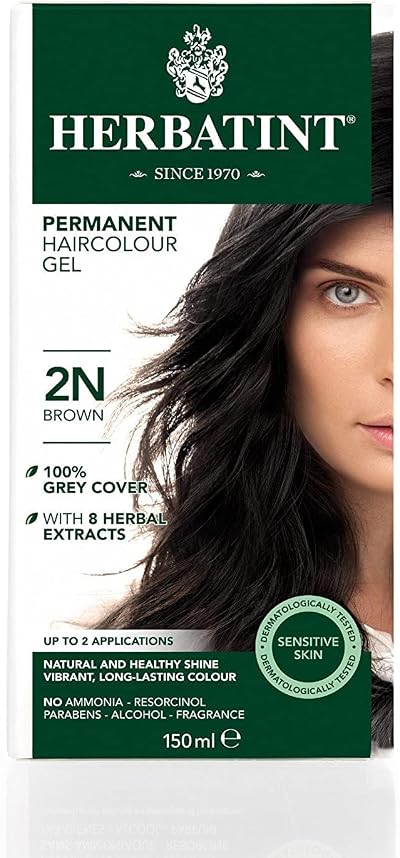 Herbatint 2N Brown Permanent Hair Dye Gel Ammonia Free Vegan Cruelty Free 60ml