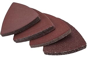 40pcs 80mm Triangle Sandpaper for Oscillating Multi Tool, 60/120/180/240 Grit Aluminum Oxide Sanding Discs, Fits 3.2 Inch Tri