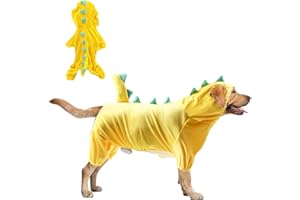 Hotumn Dinosaur Dog Halloween Costume Pet Dino Hoodie for Small Dogs (Large, Yellow)