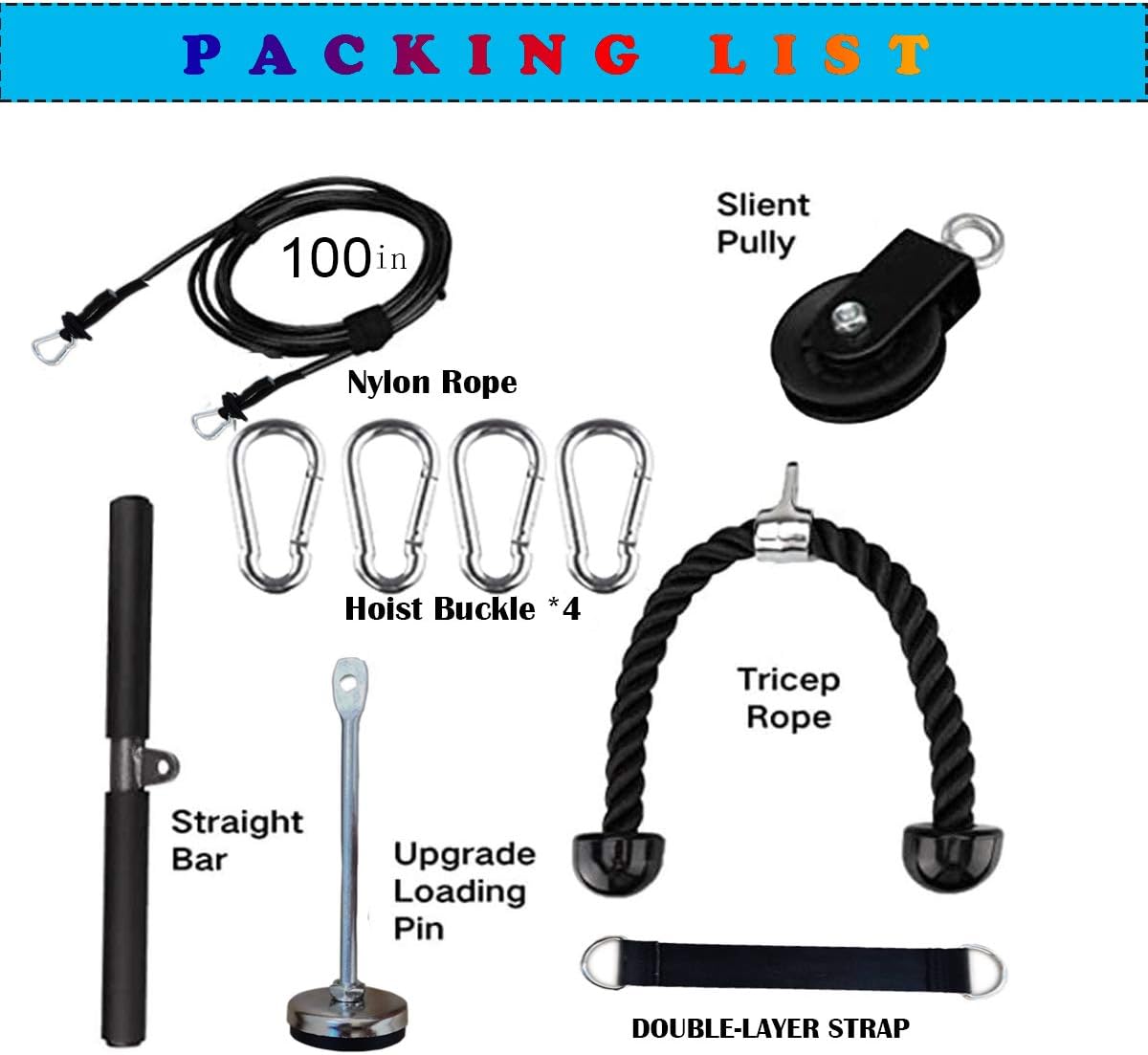 Pulley Cable Machine Men Women Professional Muscle Strength Fitness Equipment Forearm Wrist Roller Training for LAT Pulldowns, Biceps Curl, Triceps Extensions Workout Straight Curved : Sports & Outdoors