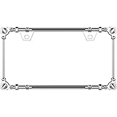 Sgooky 3D Chrome License Plate Frames, Pure Zinc Alloy Metal (Screw Pattern)