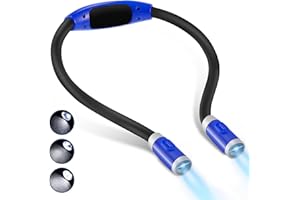 LUXJET Neck Reading Light & Book Light for Reading in Bed - Hands Free, 6 Brightness Levels, 360° Flexible Arms, 80-Hour Rechargeable - Reading, Knitting, Camping, Repairing - Gifts for Book Lovers