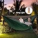 Double Single Camping Hammock,Portable Hammock with Net and Tree Straps,Lightweight Parachute Nylon Hammock for Backpacking Travel Beach Yard Outdoor Indoor Dark Green