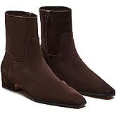 RJYLP Women's Ankle Boots Square Toe Low Chunky Block Heel Booties Comfortable Short Boots Side Zipper Booties Shoes