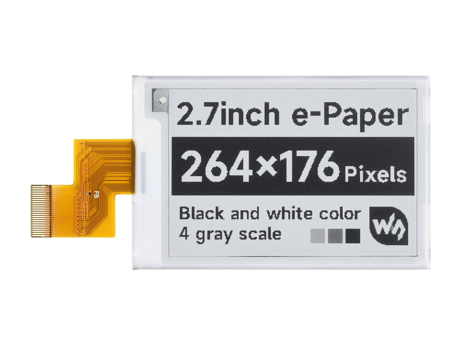 Waveshare 2.7 Inch E-paper Raw Display Panel 264x176 Resolution 3.3v E-Ink Electronic Paper Screen without PCB with Embedded Controller,Communicating via SPI Interface