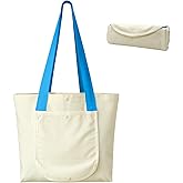 Faylapa 1/3/6 Pcs Canvas Tote Bag with External Pocket, Foldable Duty Reusable Grocery Shopping Bags for Crafts DIY Painting