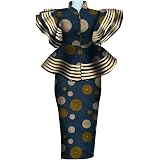 BAZINRICHE African Wax Print Long Sleeve Dress For Women - Ankara Dashiki Plus Size Maxi Dress, Vibrant Colors