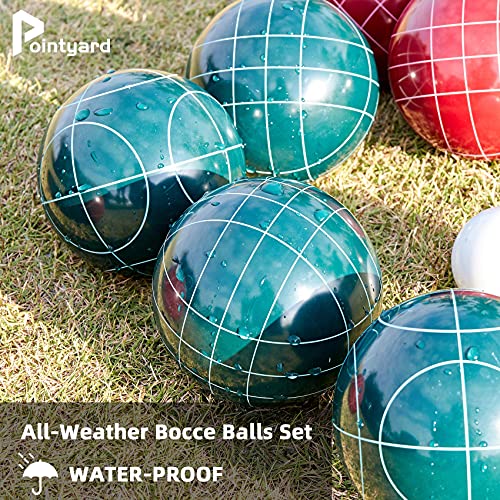 Pointyard Bocce Ball Set, 90mm Classic Bocce Ball Set with 8 Resin