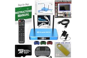 GENERIC S5 Max (New) Super Bundle Box, 2023, Cat 6 Cable, 1 Voice and 1 Full Keyboard Remote, 1 HDMI, 64gig Memory Stick, LED Light Strip (Easy Detailed Install Instructions by Seller)