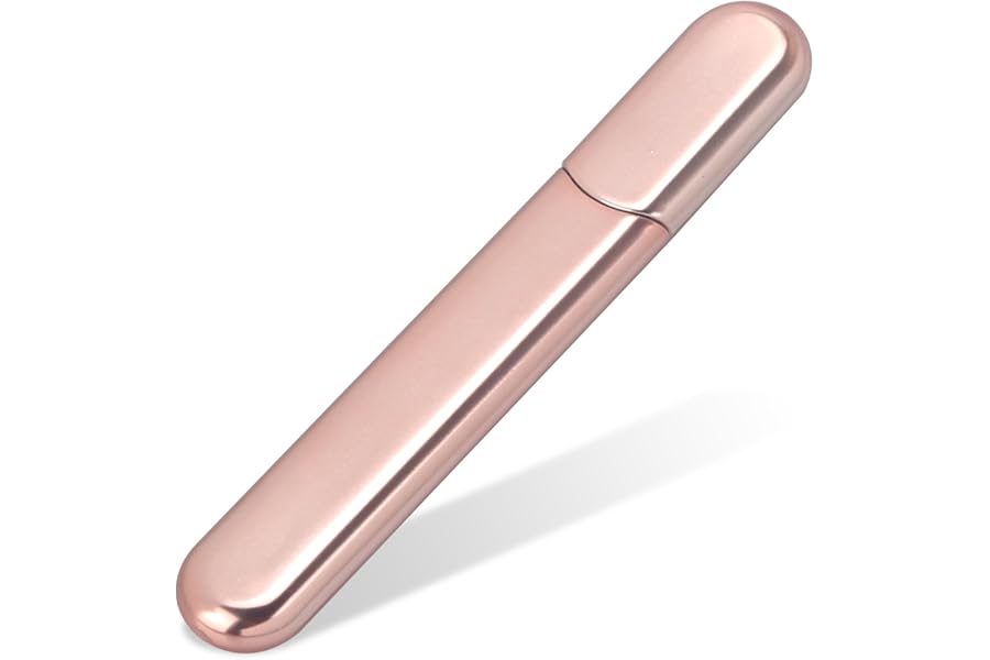 MiDenso Premium Glass Nail File with Case, Crystal Diamond Salon Best Beauty Nail Buffer for Natural and Acrylic Nails Christmas Gift for Woman and Man,Apricot