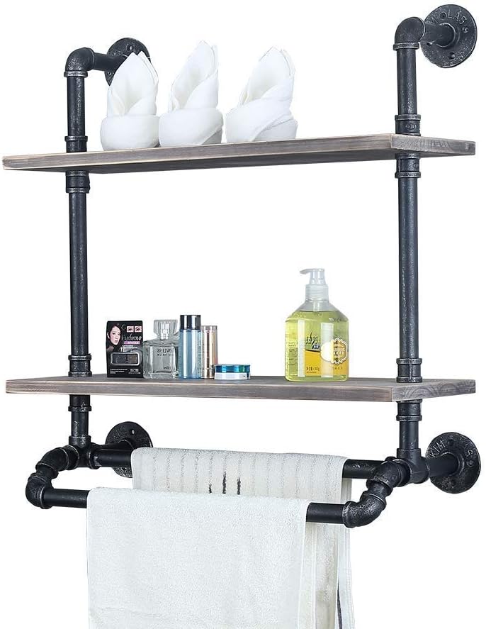 L.TSN Industrielle Badezimmerregale Wandmontage mit 2 Handtuchhaltern