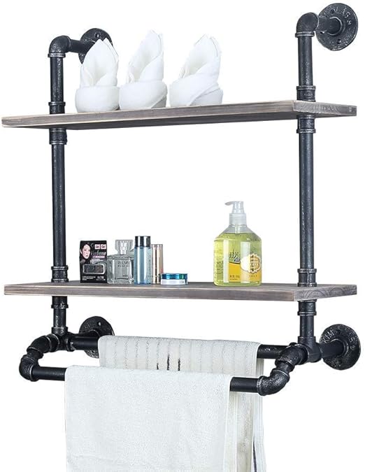 L.TSN Industrielle Badezimmerregale Wandmontage mit 2 Handtuchhaltern