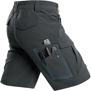 Moosehill Men's Hiking Cargo Shorts: Quick Dry Lightweight | 8 Pockets, Water Resistant, 4-Way Stretch, Breathable, for Hiker