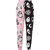 XFLnaraz Women's Fashion Printed Jogger Pants Elastic Waist Color Block Street Loose Sweatpants with Pockets