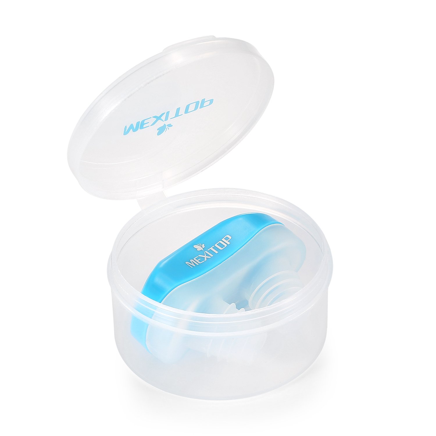 MEXITOP Schnarchstopper Anti Schnarch Mittel, Soforthilfe gegen das Schnarchen und für verbessertes Atmen, Sanftes Silikon Material, Luftfilter, (Aktivkohlefilter im Gerät) - Reisehülle wird mitgeliefert (Blau)