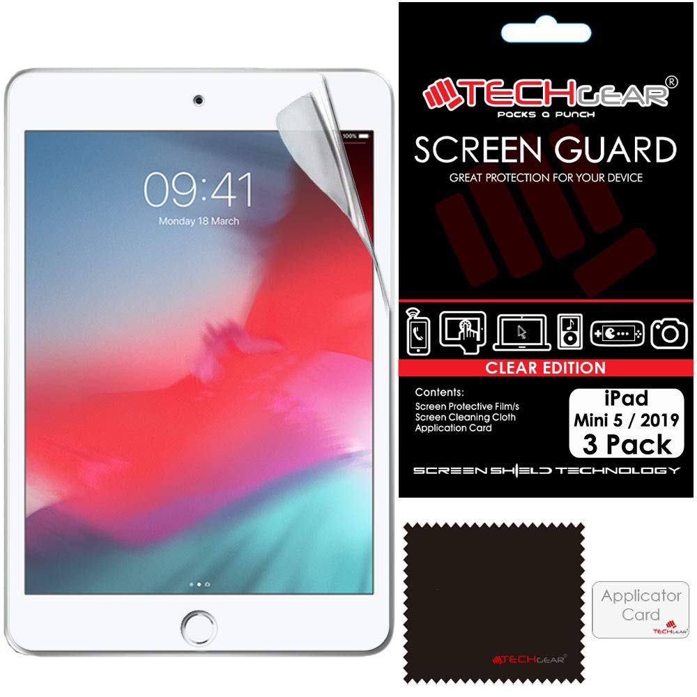 TECHGEAR [3 Pack] Screen Protectors for iPad Mini 5 (2019), CLEAR Screen Protector Guard Covers Compatible with New 2019 Apple iPad Mini 5