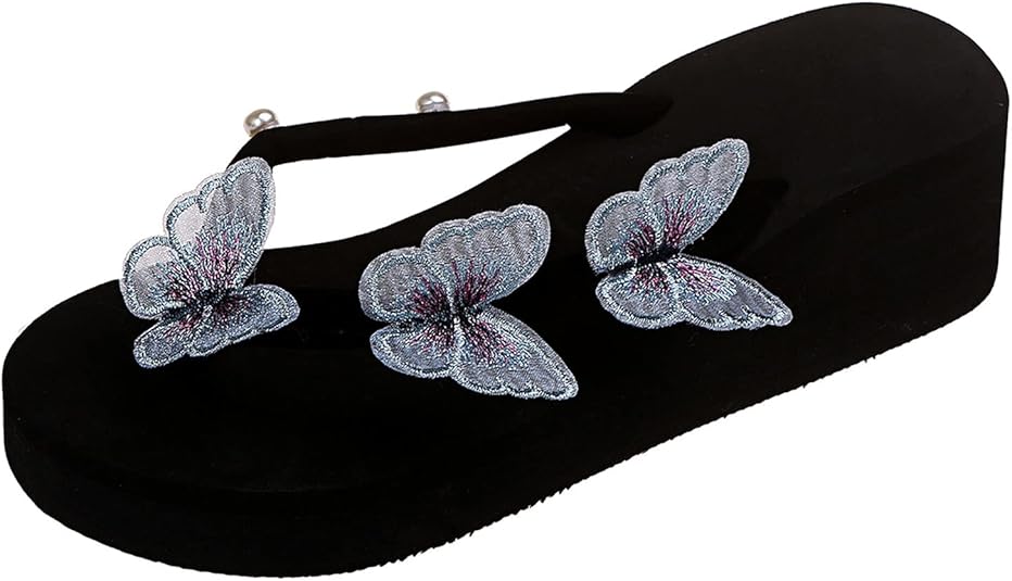 Amazon.com | Nvtuuer Butterfly Thong Platform Wedge Sandals for Women Dressy Wide Width Slide 
