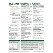 Microsoft Excel 2016 Functions & Formulas Quick Reference Card ...