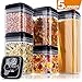 Large Storage Container, [5-Piece] Senbowe Air-Tight Food Storage Container Set - BPA Free - Durable Plastic - Clear Visual Window with Black Lids - Keep Food Dry & Fresh with Easy Lock (4.93 x 4.93”)