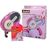 Scotch CAT 085 Advanced Tape Glider with 2 Rolls of 1/4-Inch by 36-Yard Acid Free Tape,Cure Pink