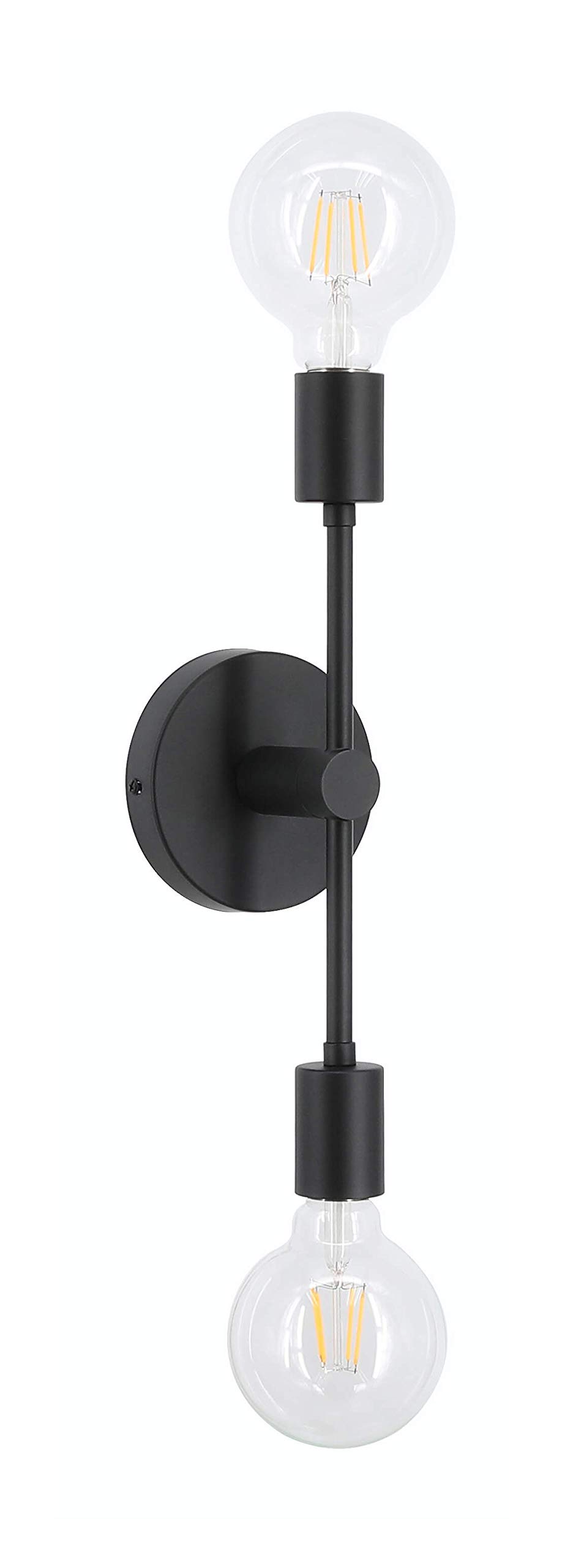 XiNBEi Lighting Wall Light Double Black Wall Sconce, 2 Light Vanity Light with LED Bulb for Bathroom Hallway Bedroom XB-W1234-2-MB-G30