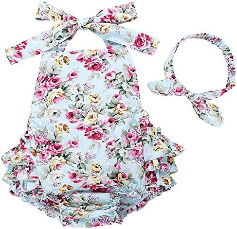 Nesson Baby Girls 2pcs Sets Cotton Ruffles Romper Outfits Clothes