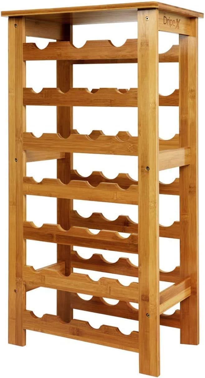 Dripex Weinregal Bambus Weinflaschenregal 7 Ebenen Flaschenregal Holz für Keller Küche 27 Flaschen 0,75 und 1 Liter 94 x 29 x 47CM