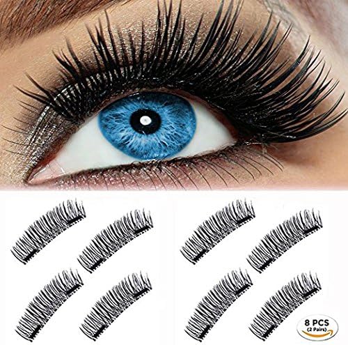 Magnetic False Eyelashes for Natural Look - No Glue,Double Magnet,Easy to Apply - 3D Reusable Mink Eyelash Extensions.Premium Fake Lashes Set(8pcs)