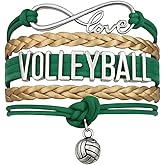 Volleyball Bracelets For Girls- Ideal Volleyball Gifts & Souvenirs. Adjustable Charm Bracelet with Moveable Letters, Infinity Symbol & Silver Volleyball Charm. Fashionable Bracelets by SportyBella.