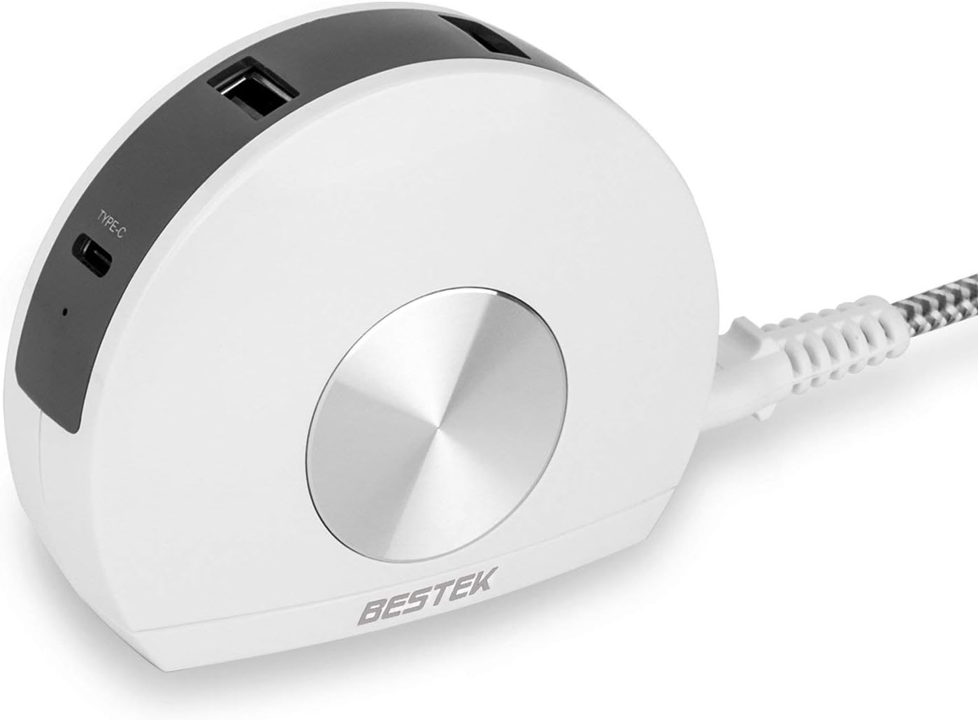 BESTEK USB Charger with Type-C, 4 Port Charging Station for iPhone, MacBook, Samsung Galaxy and More - White