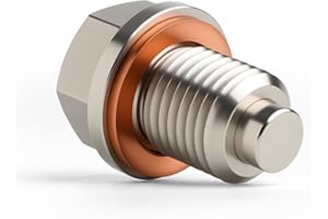 Tyfrozn M14 x 1.5 Magnetic Stainless Steel Oil Drain Plug Sump Drain Nut Bolt with Copper Gasket Crush Washer Compatible with Most Ford, GM, Hyundai, KIA and Accord, CRV, Civic, Pilot, Fit, Odyssey